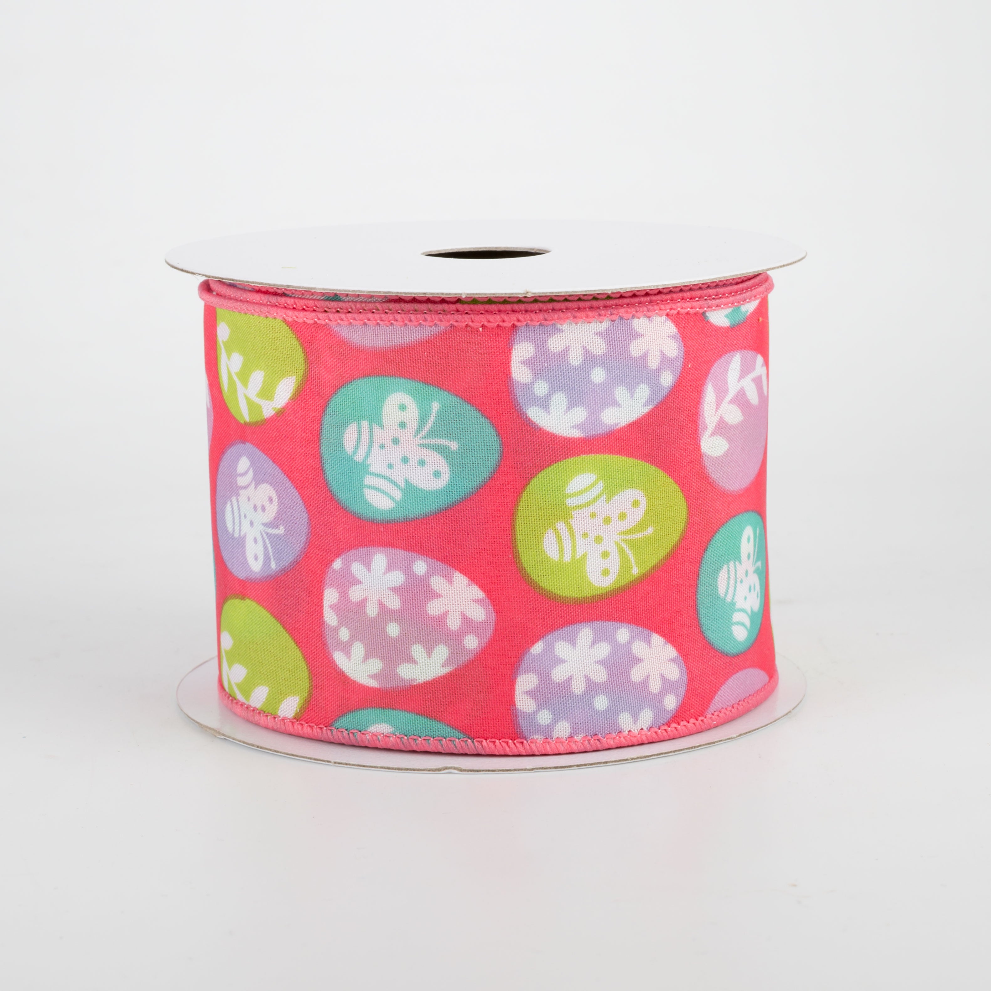 2.5" Flower Easter Eggs Ribbon: Hot Pink (10 Yards)
