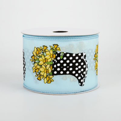 2.5" Rain Boots Daffodil Ribbon: Light Blue (10 Yards)