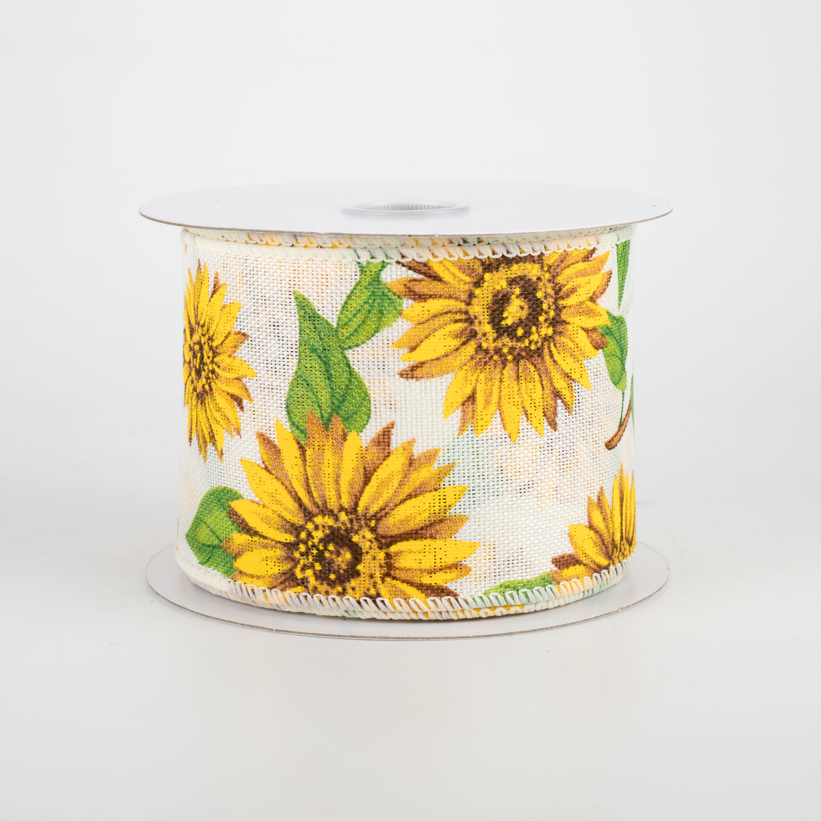 2.5" Linen Sunflower Ribbon: Ivory (10 Yards)