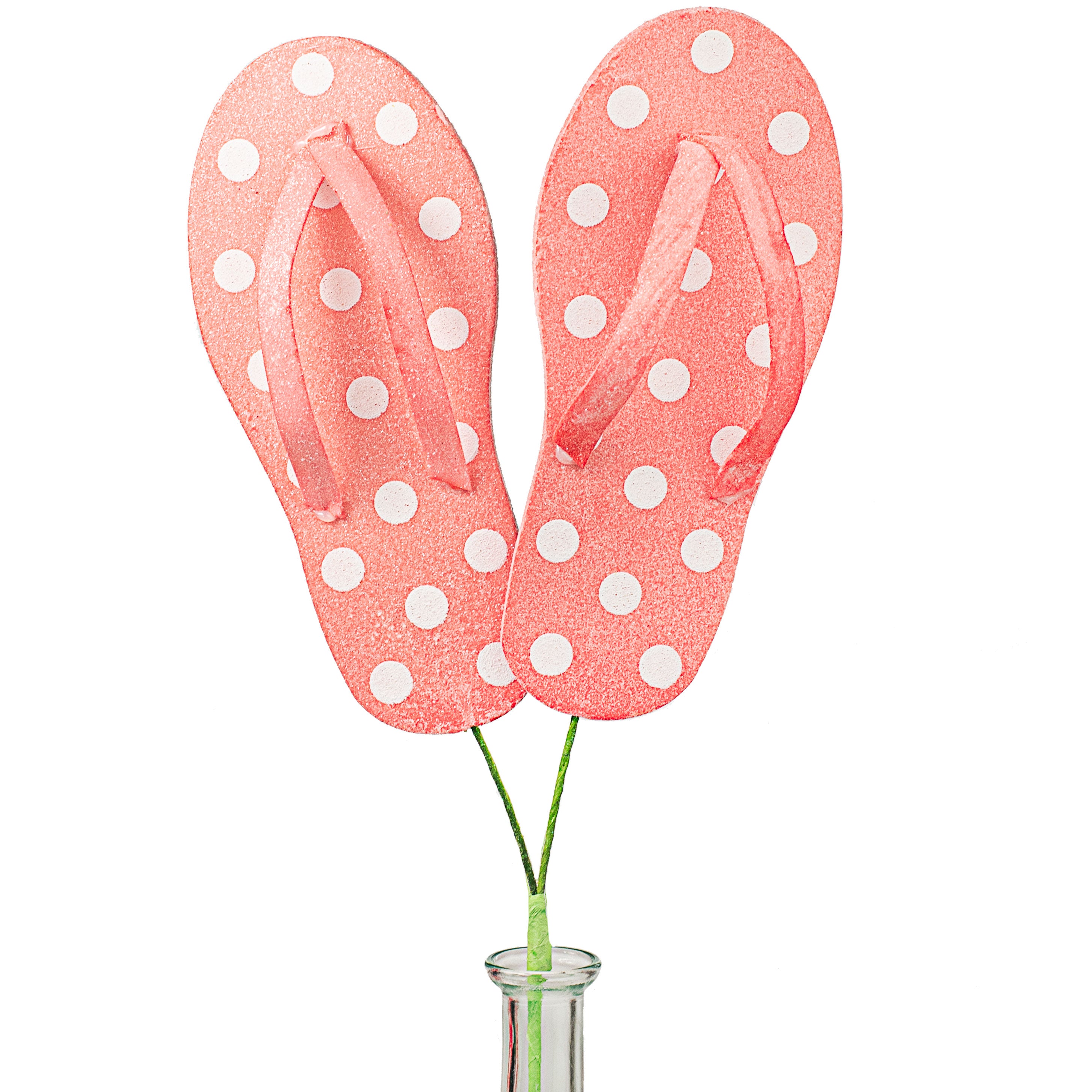20" Glitter Polkadot Flip Flop: Coral