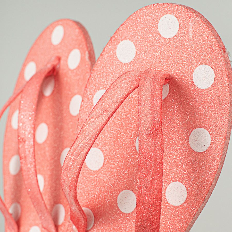20" Glitter Polkadot Flip Flop: Coral