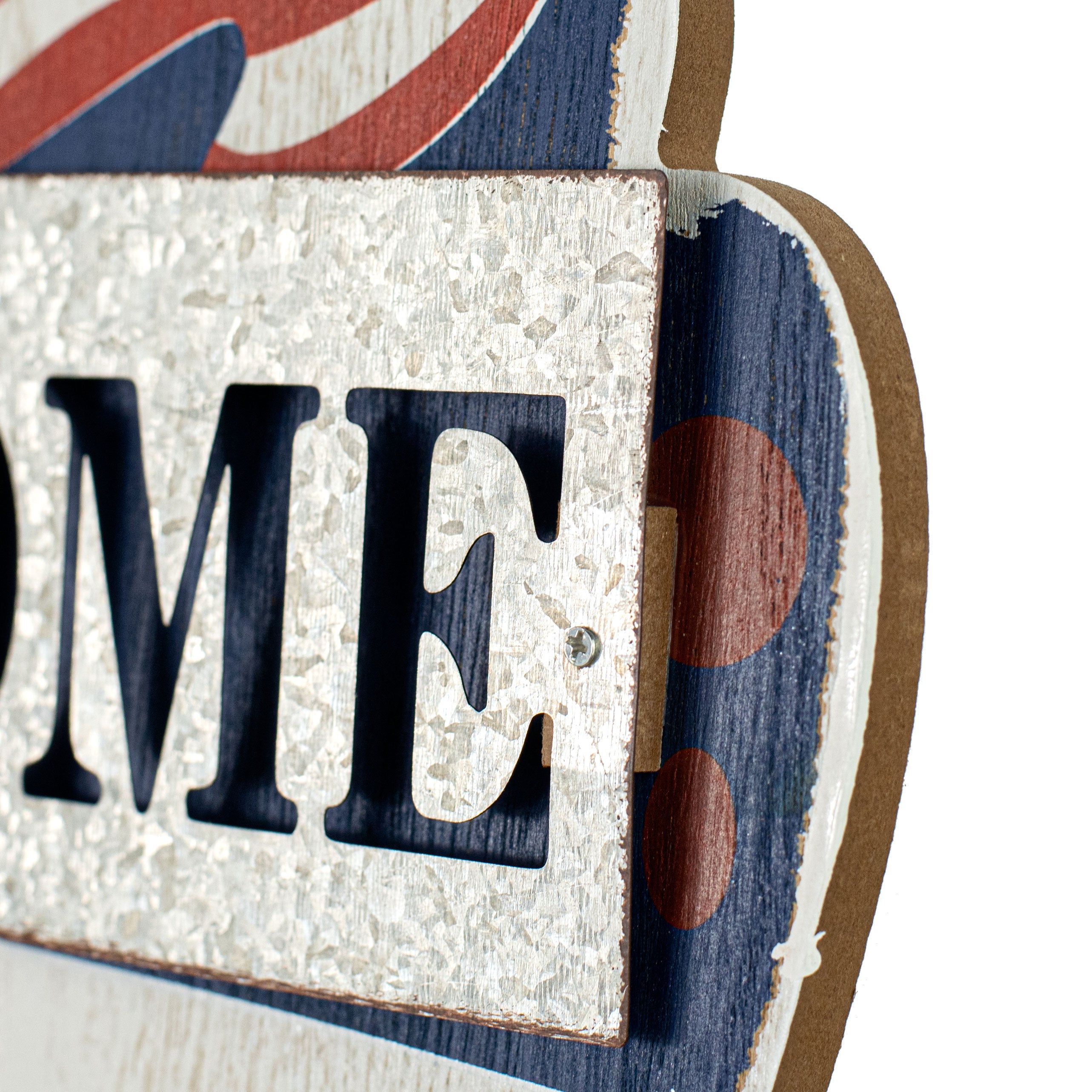 13" Wooden Sign: Welcome Flag On Truck