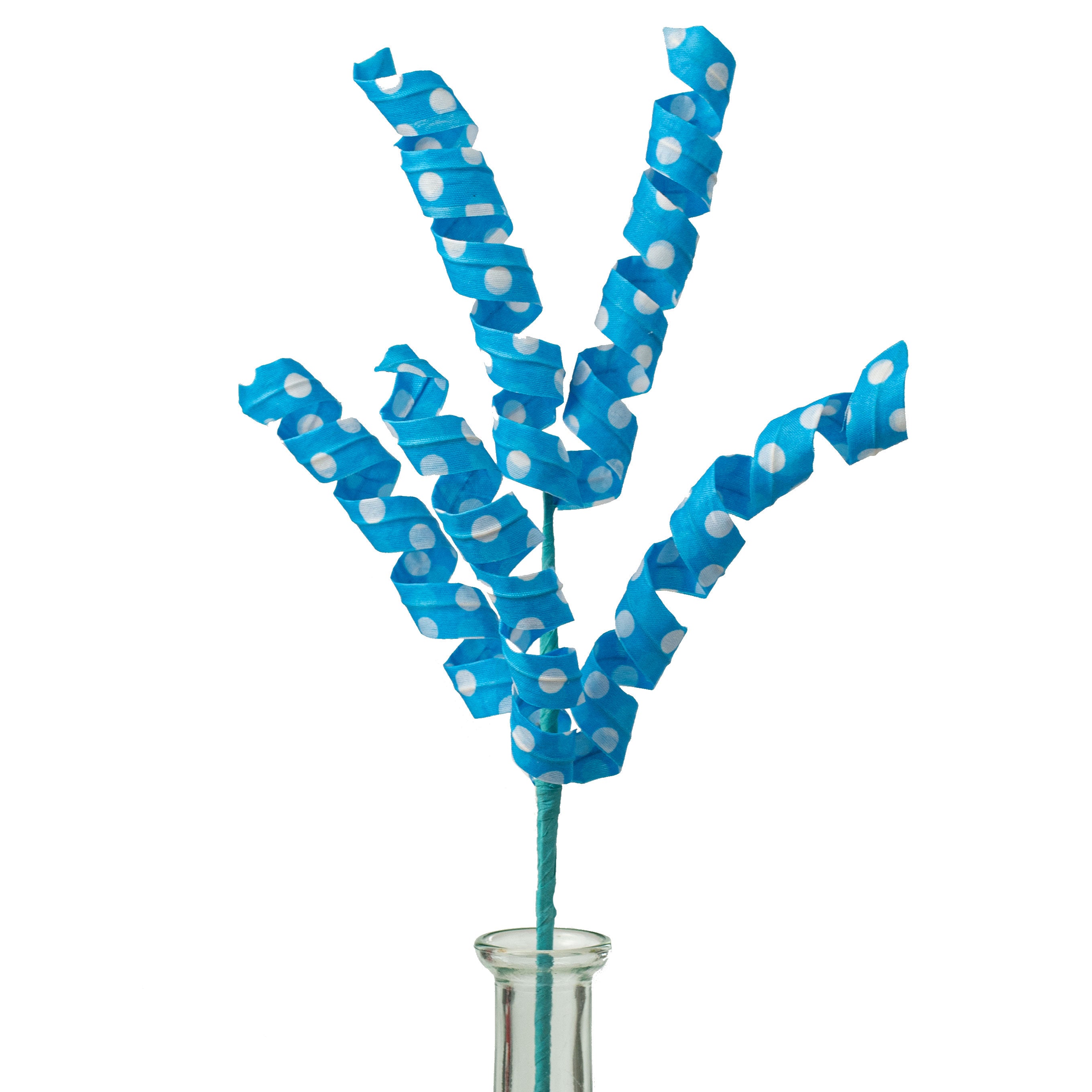 16" Polka Dot Curly Pick: Turquoise & White