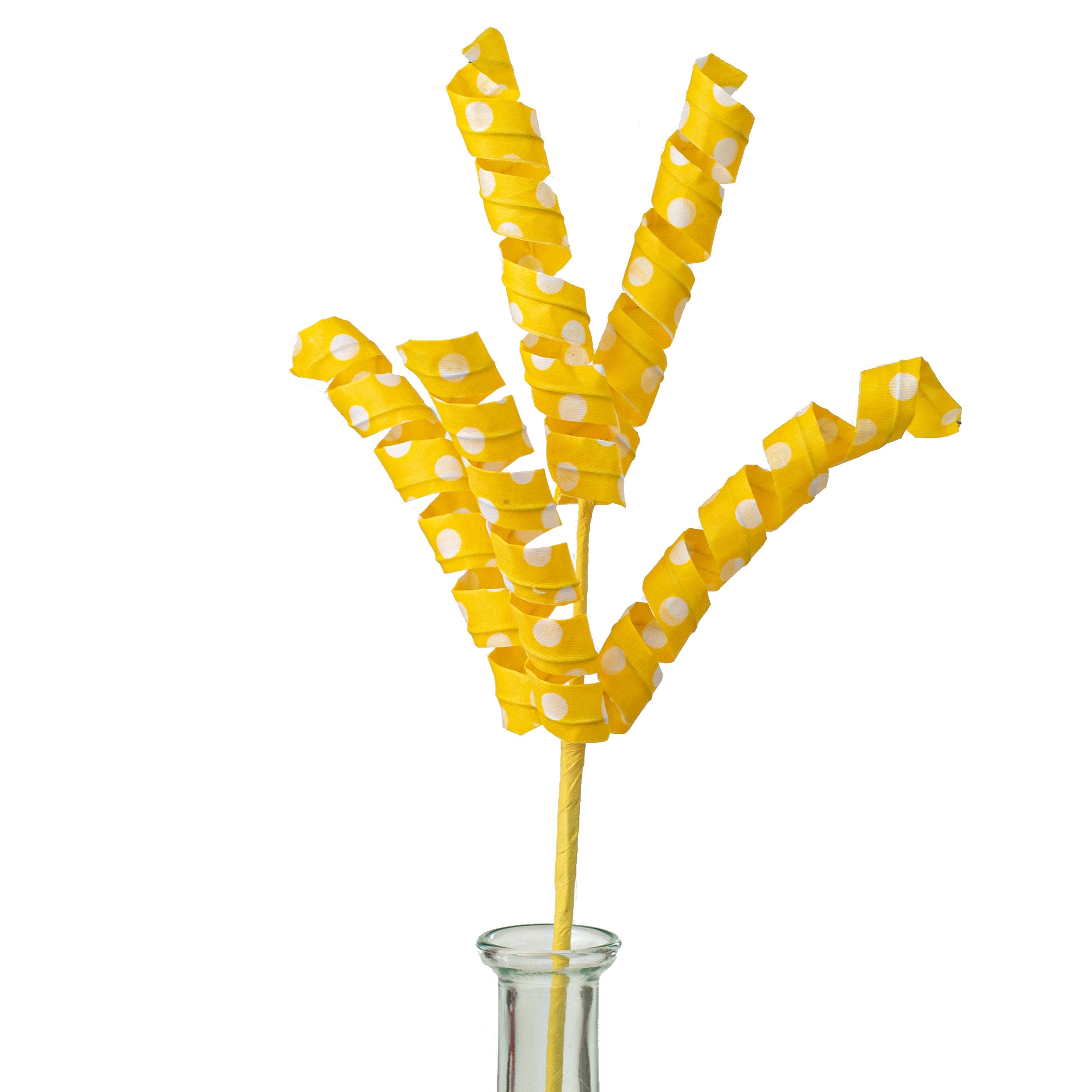 16" Polka Dot Curly Pick: Yellow