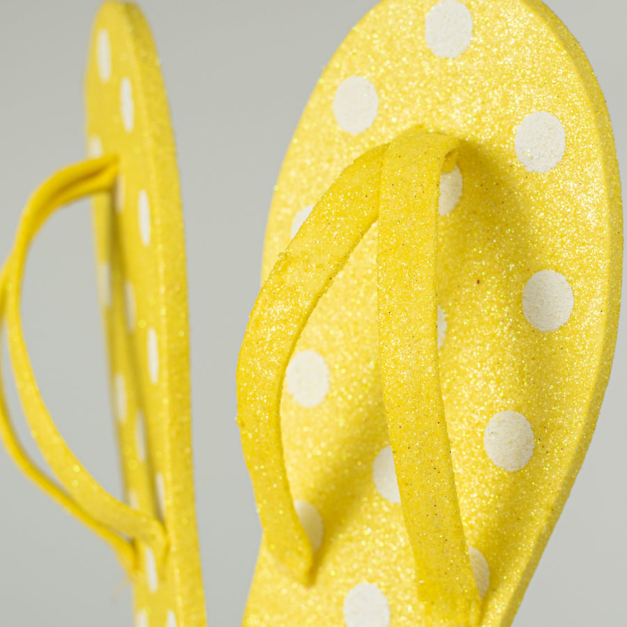 20" Glitter Polka Dot Flip Flop Spray: Yellow