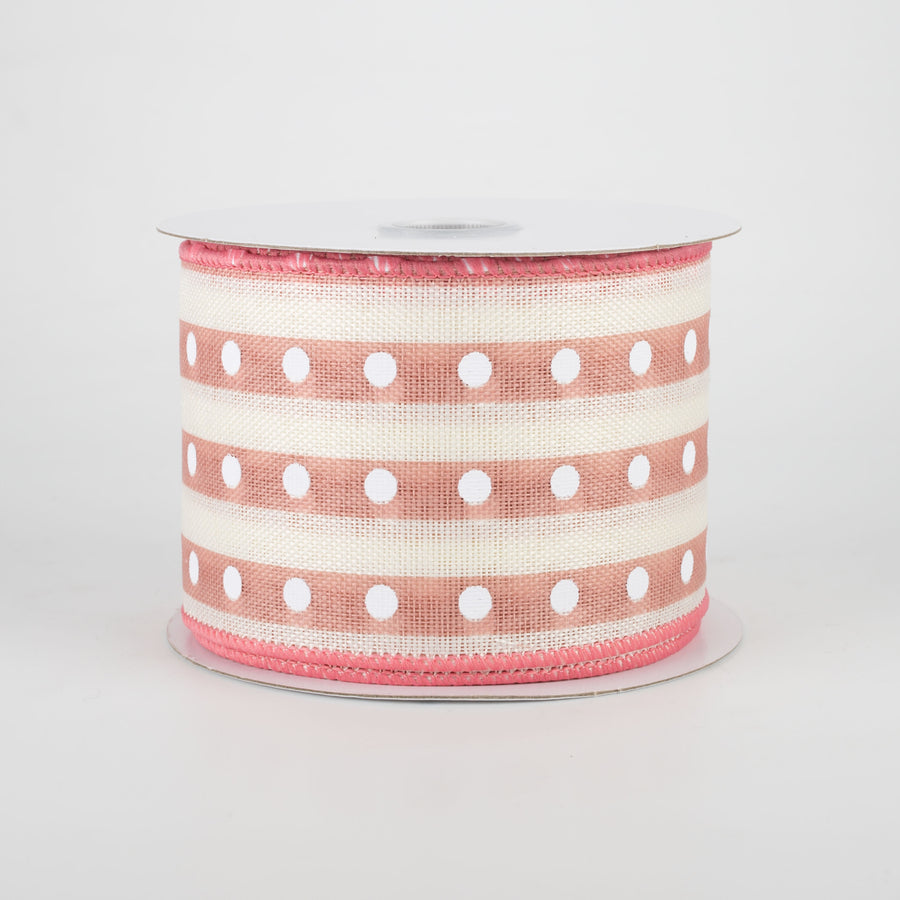 2.5" Studded Stripes Ribbon: Blush (10 Yards)