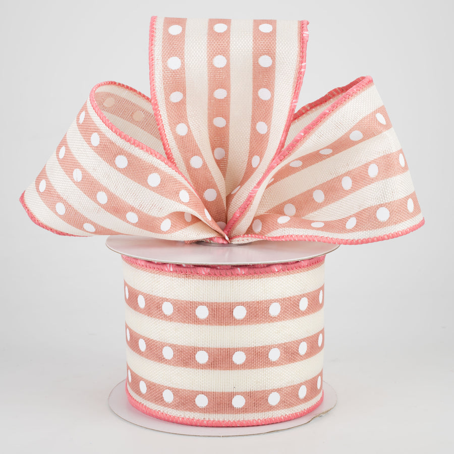 2.5" Studded Stripes Ribbon: Blush (10 Yards)