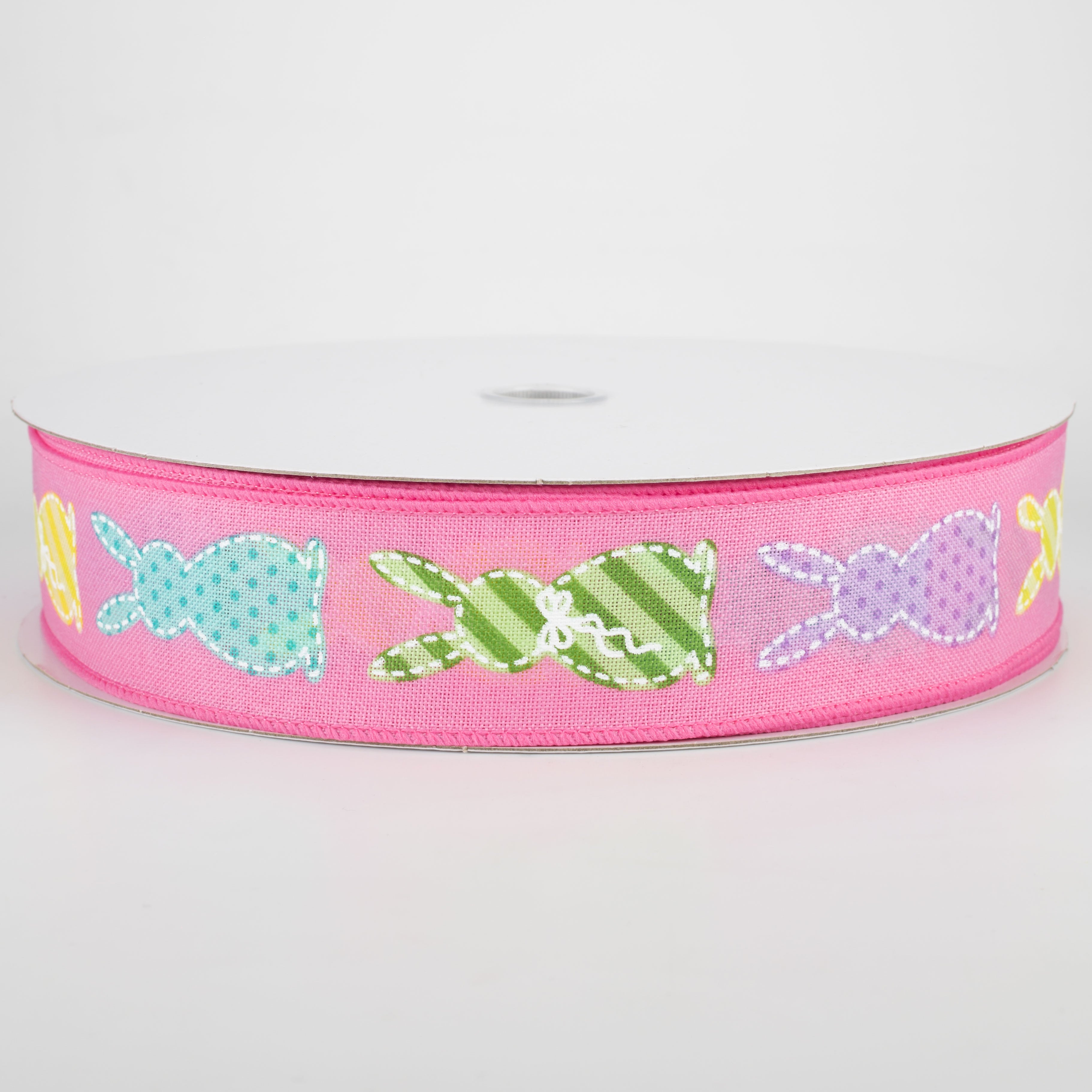 1.5" Easter Bunny Patterns Ribbon: Pink (50 Yards)