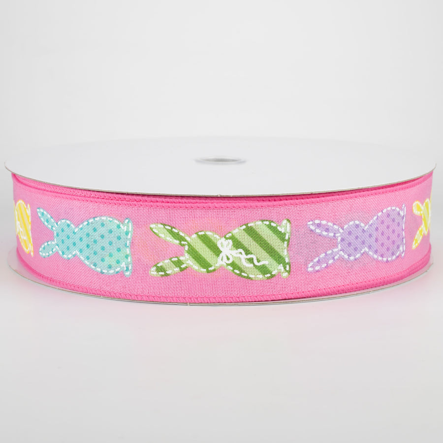 1.5" Easter Bunny Patterns Ribbon: Pink (50 Yards)