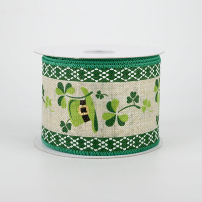 2.5" St. Patrick's Day Fun Linen Ribbon (10 Yards)