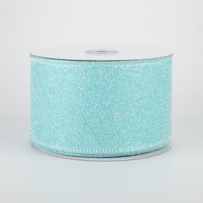 2.5" Iridescent Glitter Satin Ribbon: Robin's Egg Blue (10 Yards)