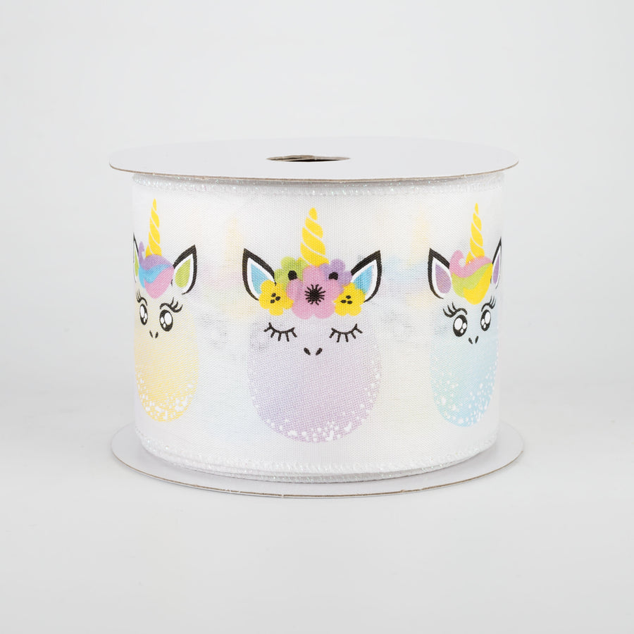 2.5" Unicorn Easter Eggs Satin Ribbon (10 Yards)