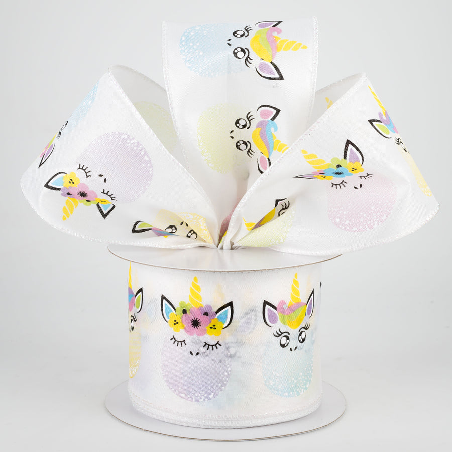 2.5" Unicorn Easter Eggs Satin Ribbon (10 Yards)
