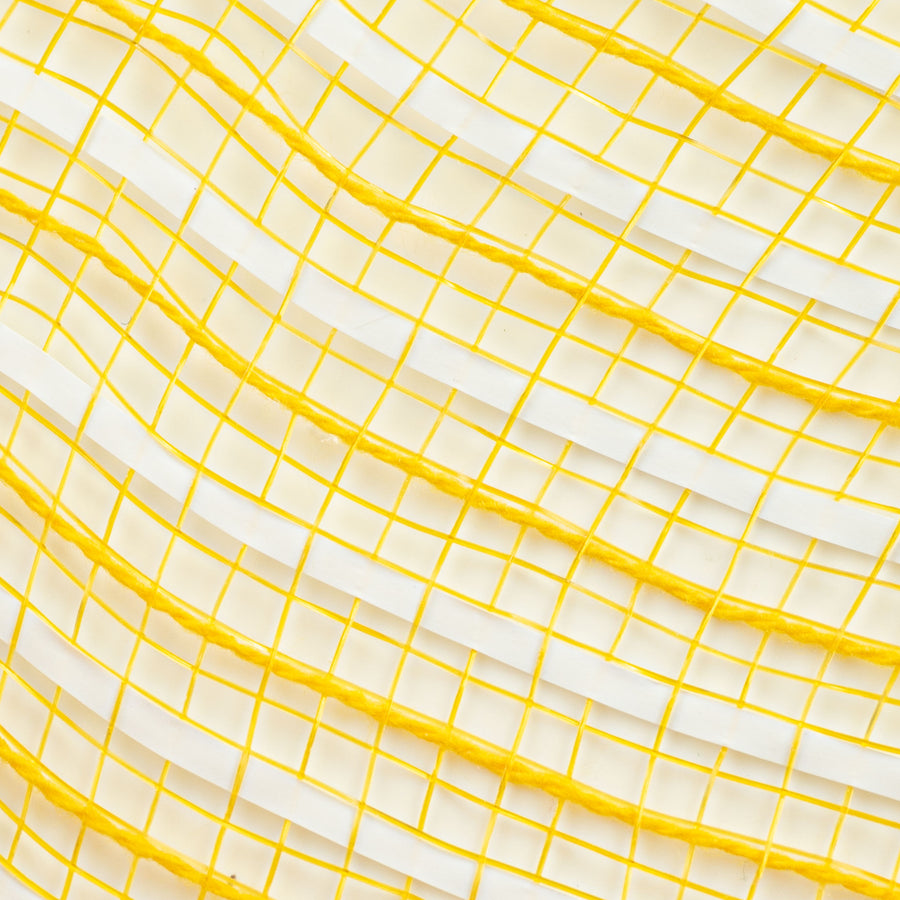 10" Fabric Stripe Mesh: Sunflower & White
