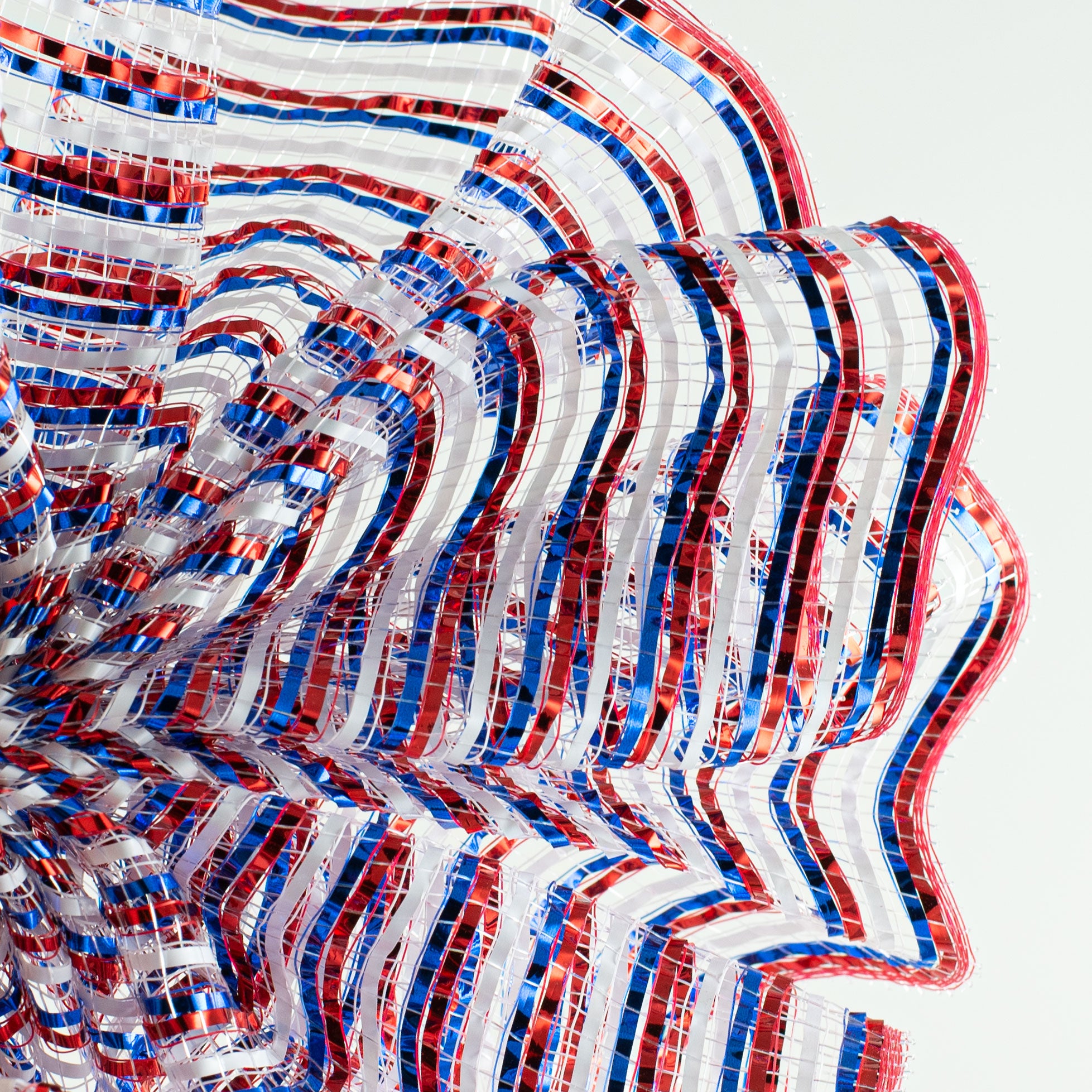 10" All Foil Thin Stripes Mesh: Red, White, Blue