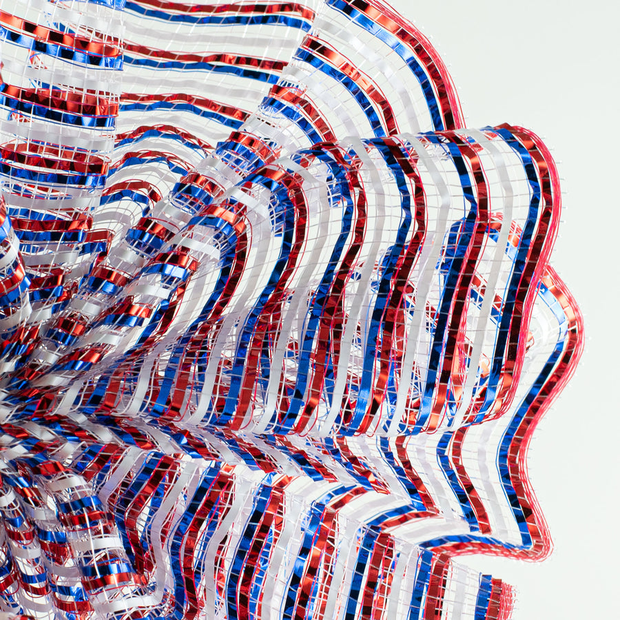 10" All Foil Thin Stripes Mesh: Red, White, Blue