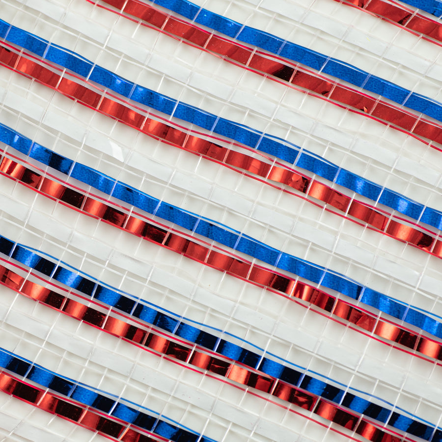10" All Foil Thin Stripes Mesh: Red, White, Blue