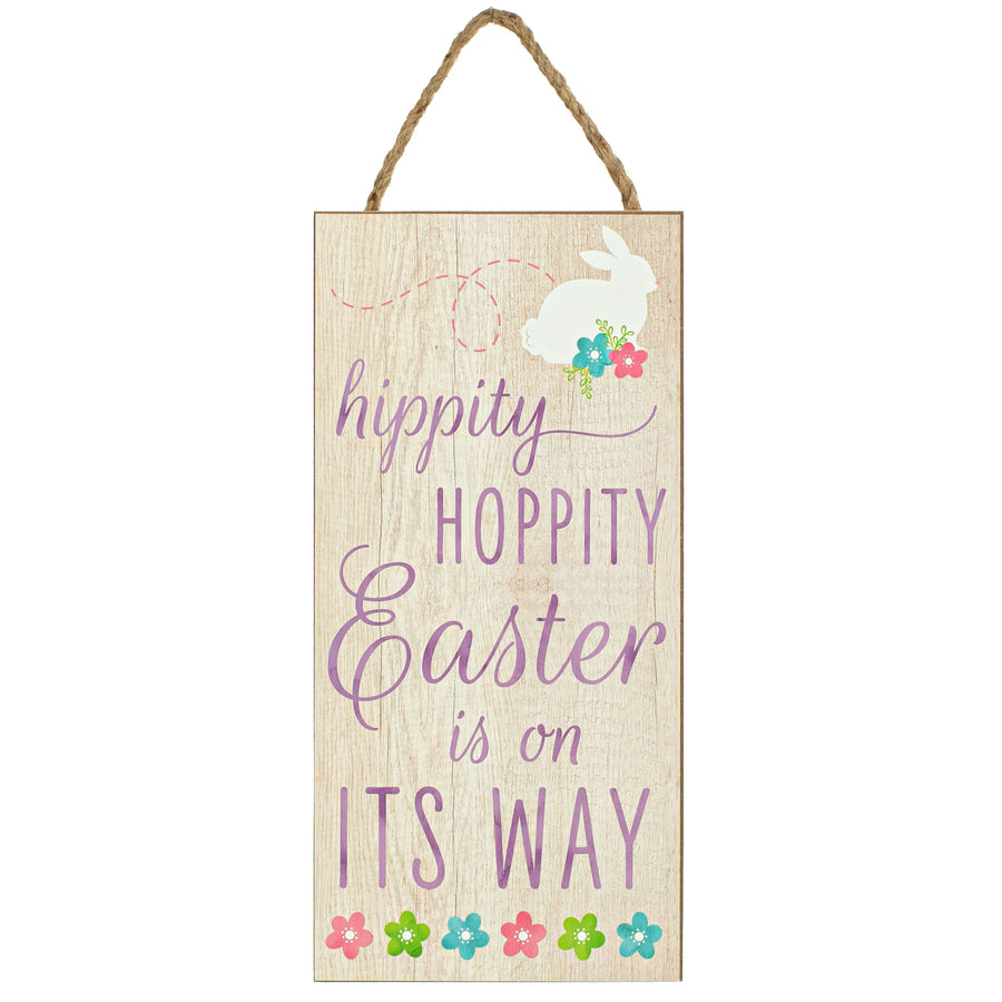 12" Wooden Sign: Hippity Hoppity Easter Bunny