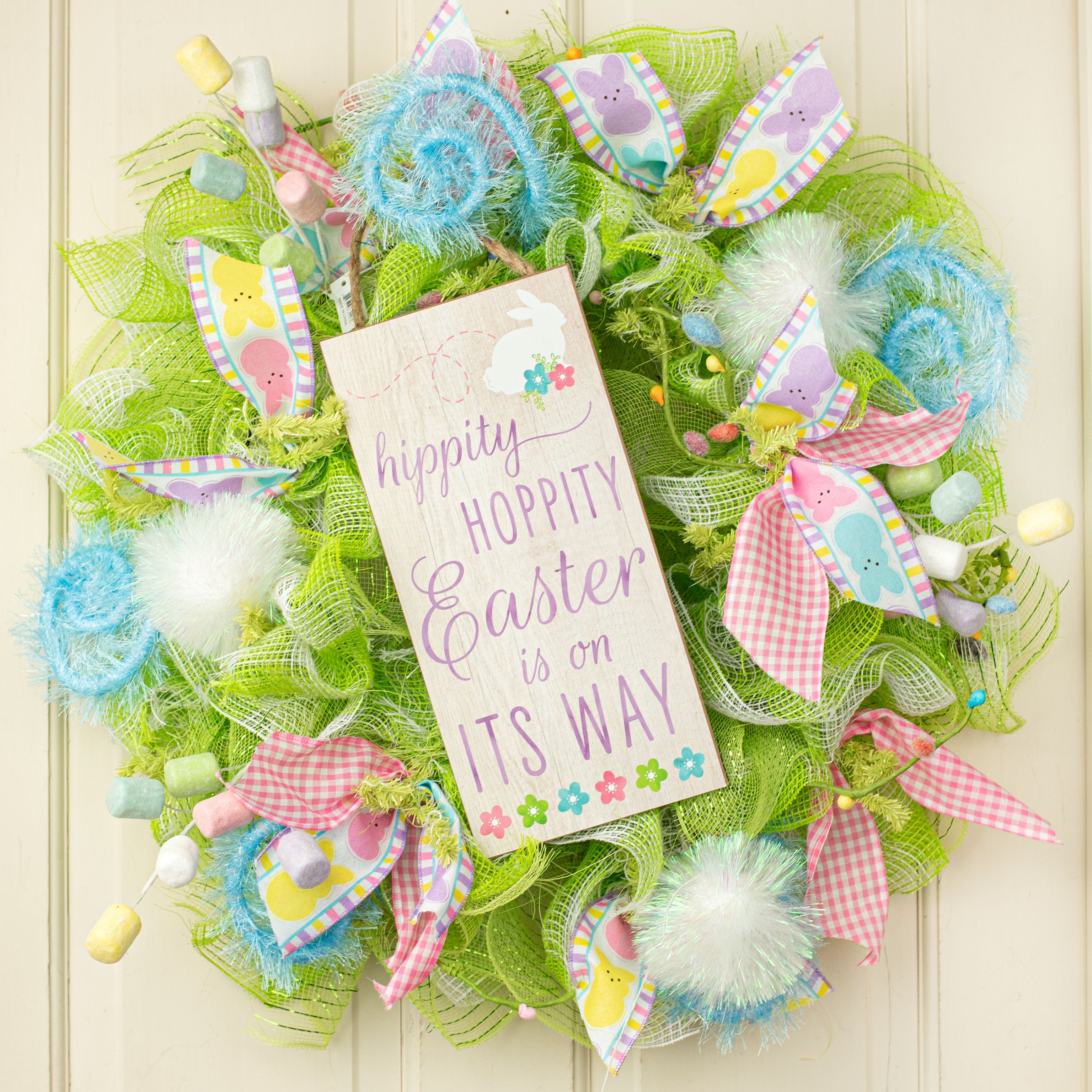 12" Wooden Sign: Hippity Hoppity Easter Bunny