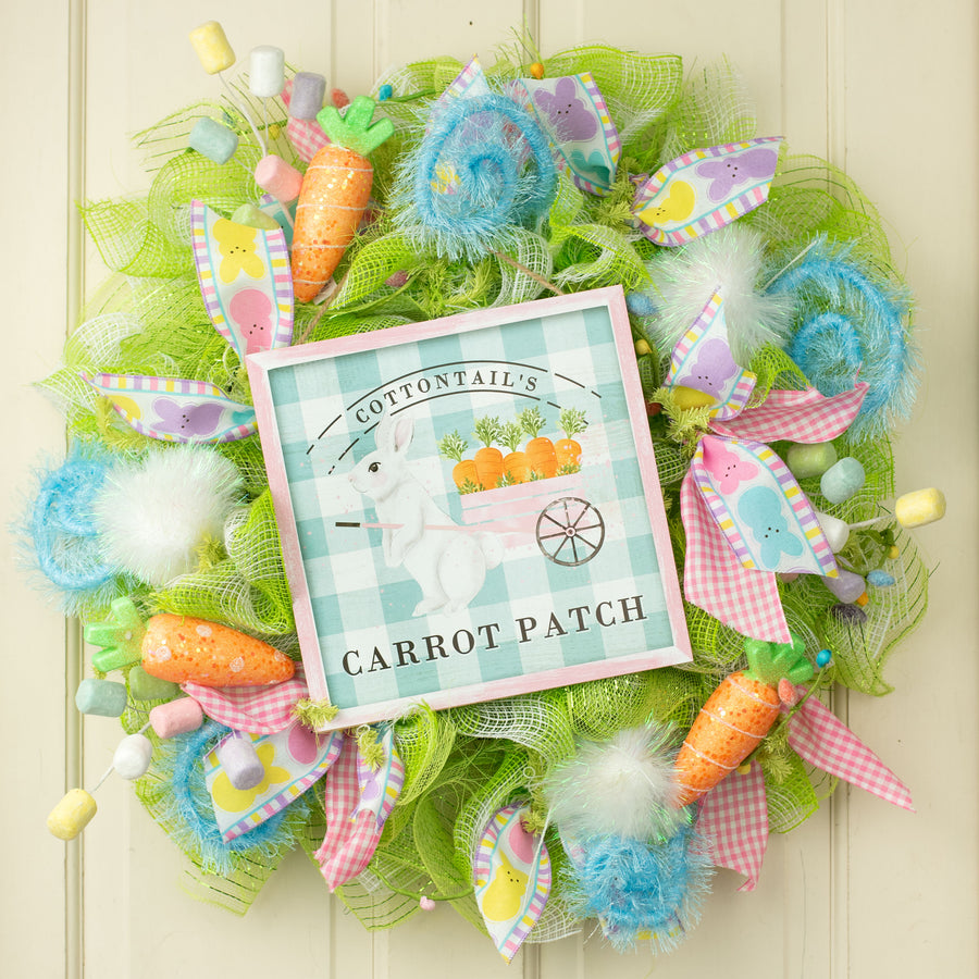 10" Square Wooden Sign: Cottontail's Carrot Patch