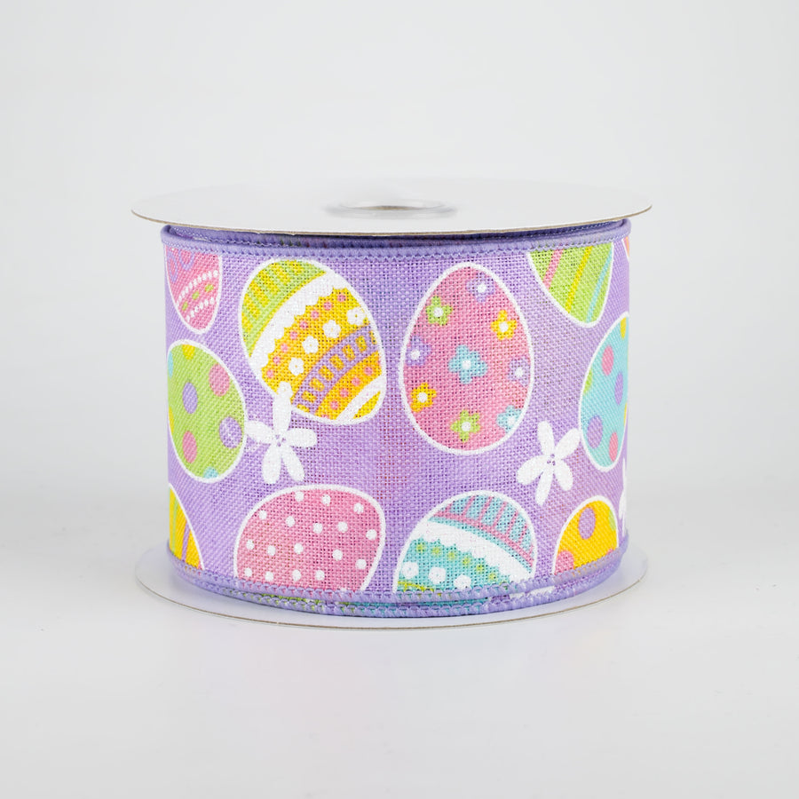 2.5" Easter Eggs Ribbon: Lavender (10 Yards)