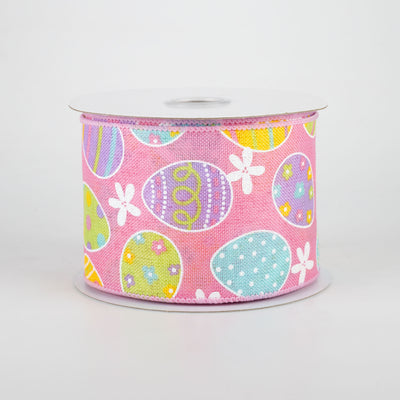 2.5" Easter Eggs Ribbon: Light Pink (10 Yards)