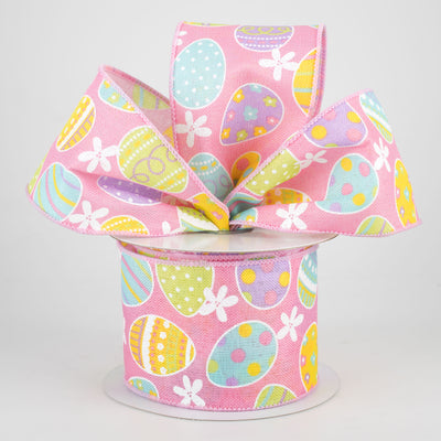 2.5" Easter Eggs Ribbon: Light Pink (10 Yards)