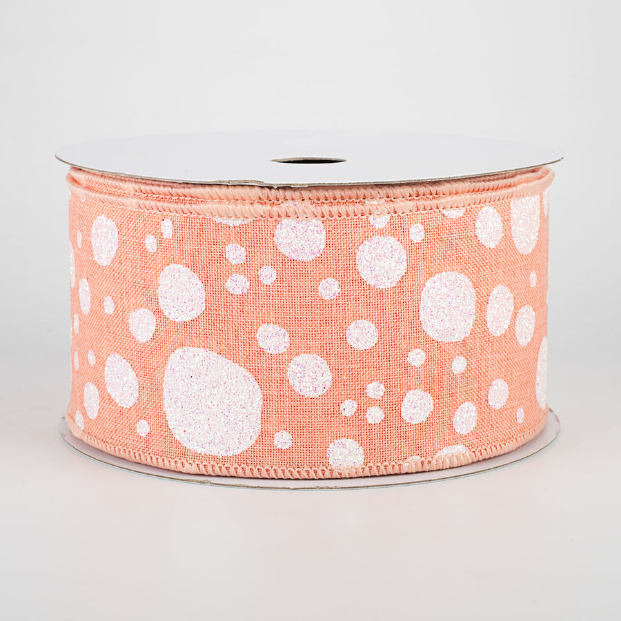 2.5" Irregular Dots Ribbon: Peach (10 Yards)