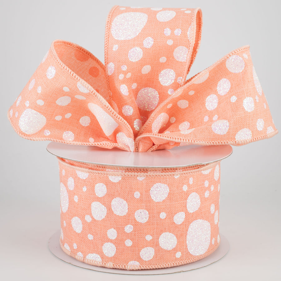 2.5" Irregular Dots Ribbon: Peach (10 Yards)