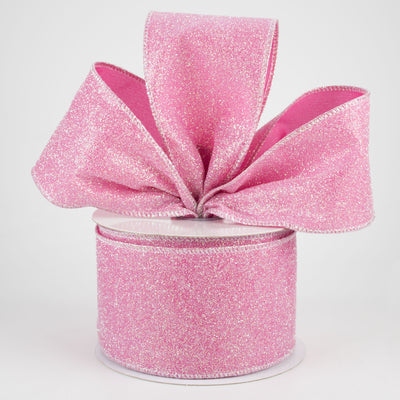 2.5" Iridescent Glitter Satin Ribbon: Pink (10 Yards)