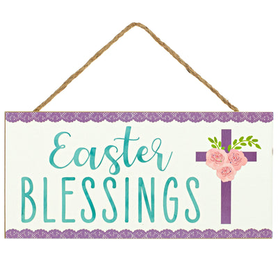 12" Wooden Sign: Easter Blessings