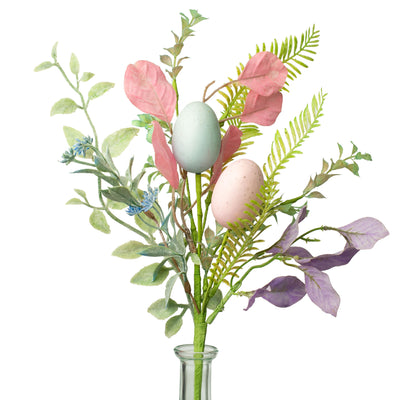 18" Egg Mixed Leaves Spray