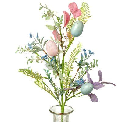 28" Egg Mixed Leaves Spray