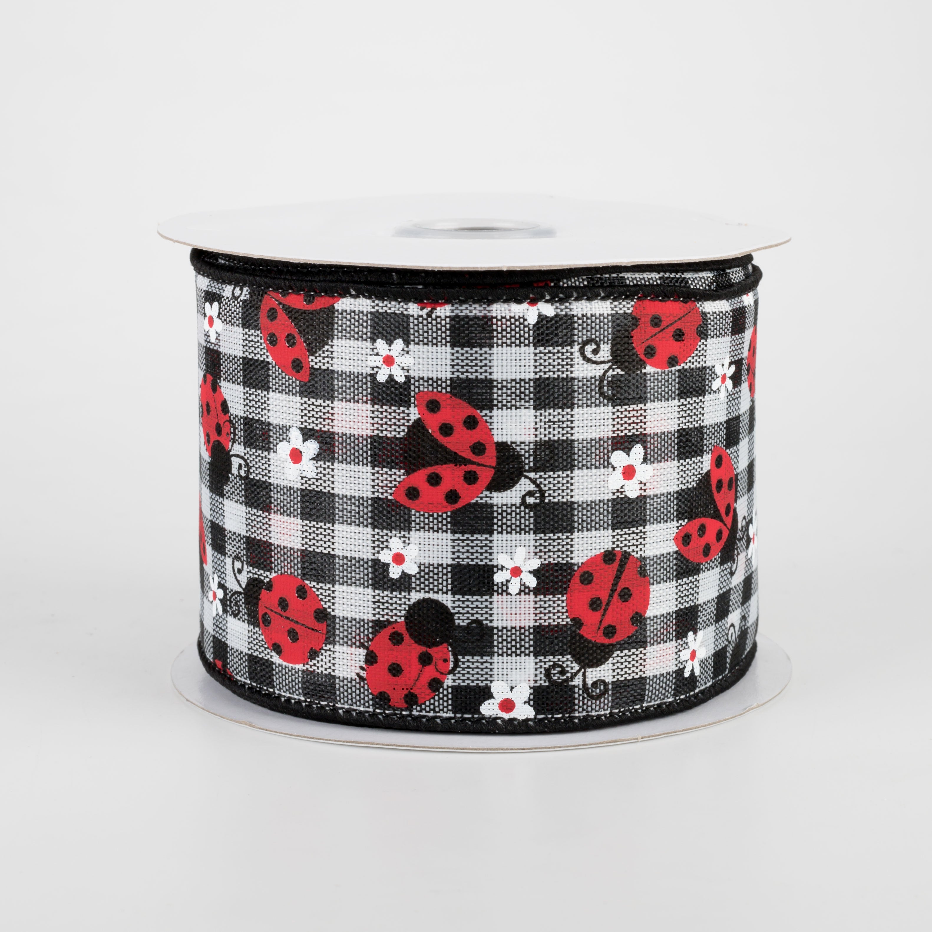 2.5" Mini Ladybugs Check Ribbon (10 Yards)