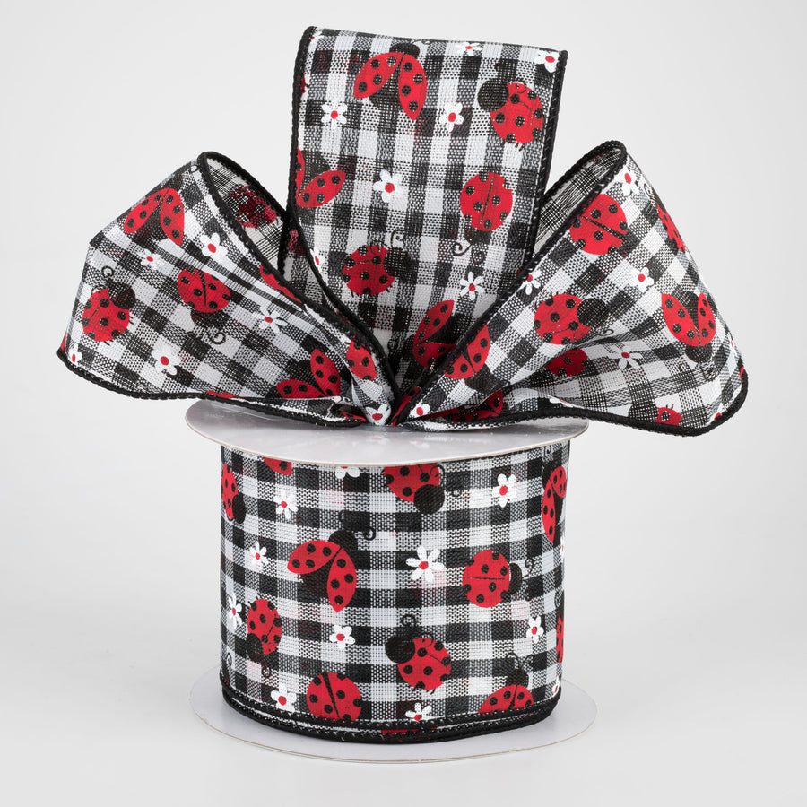 2.5" Mini Ladybugs Check Ribbon (10 Yards)