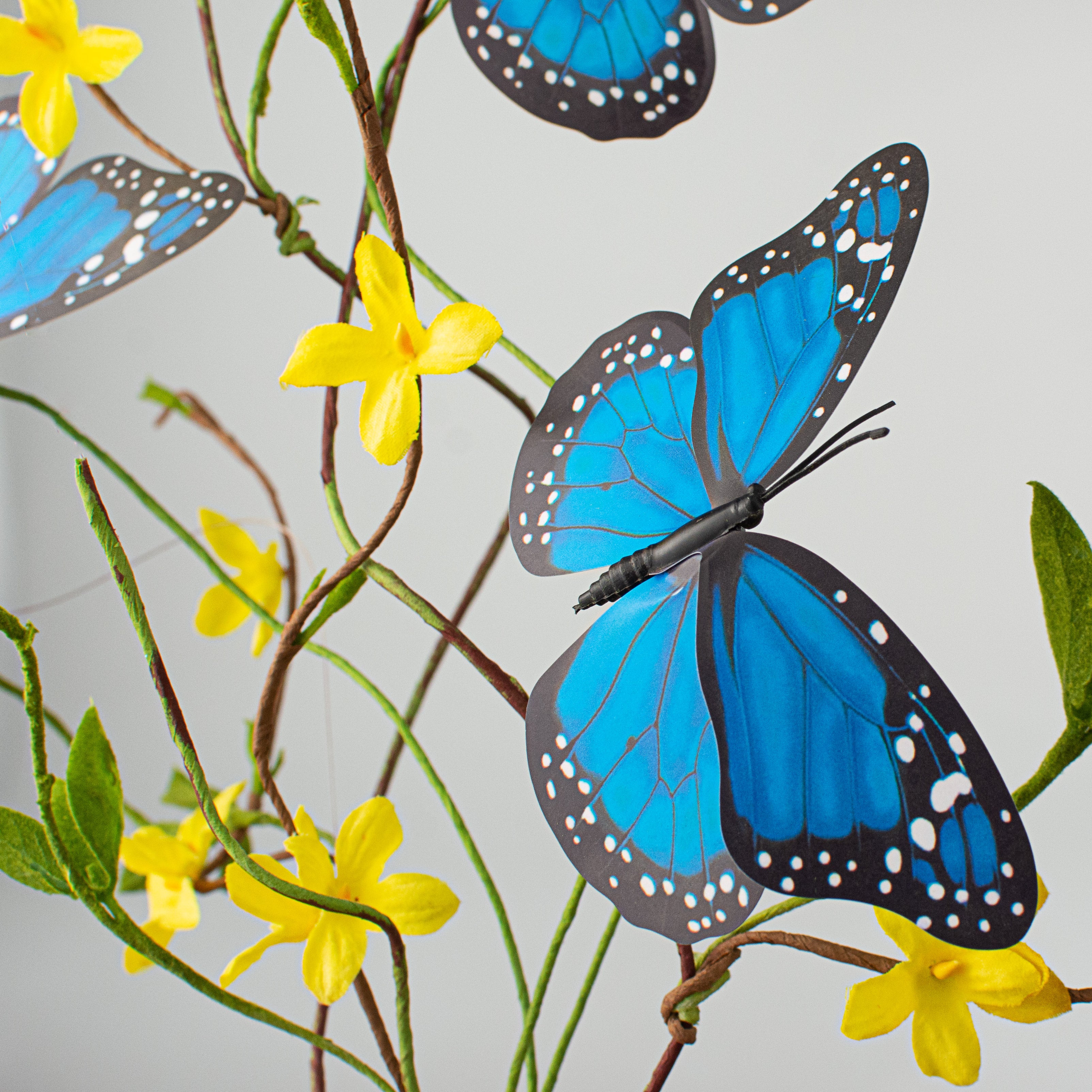 26" Butterfly Twig Spray: Blue