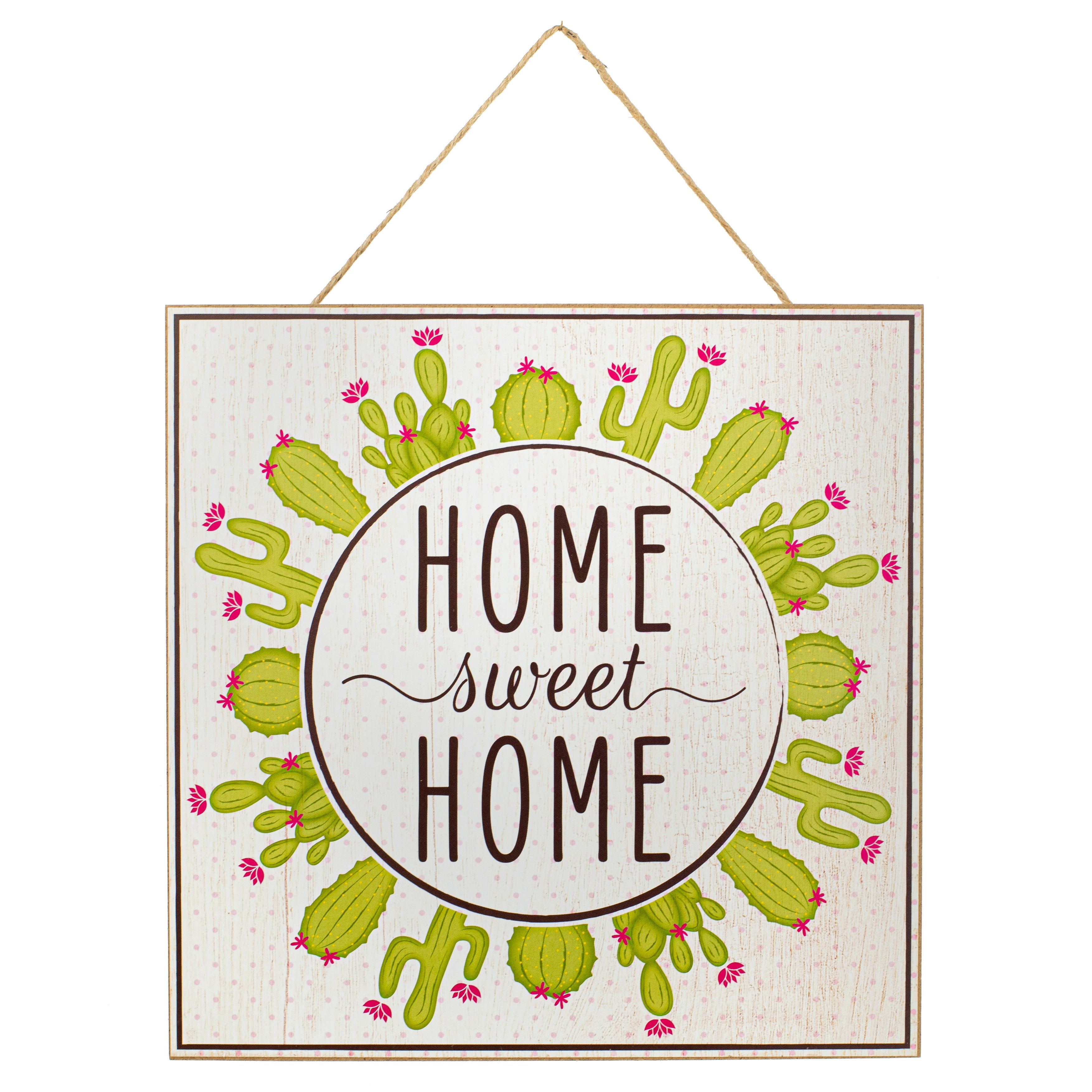 10" Square Wooden Sign: Cactus Sweet Home