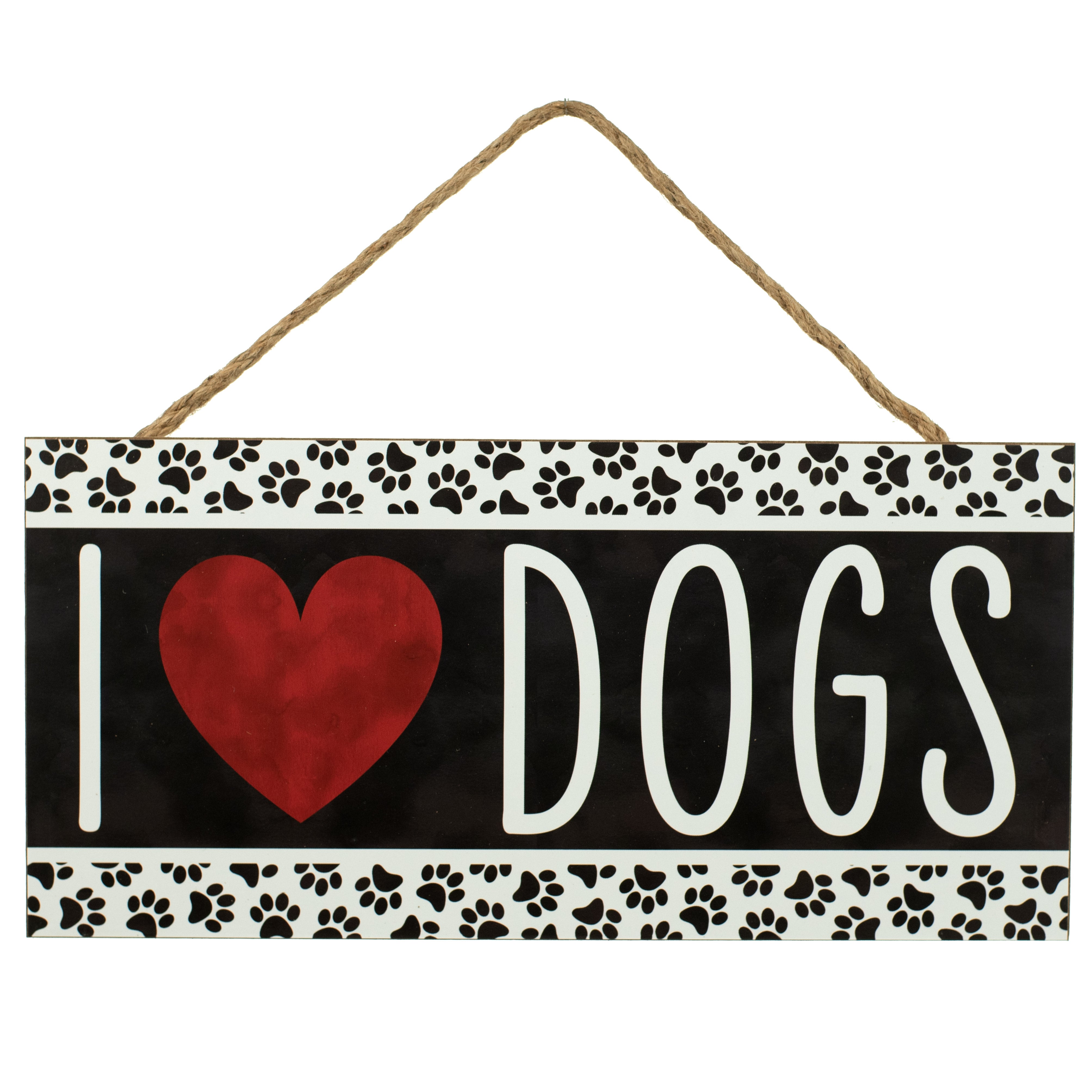 12" Wooden Sign: I Heart Dogs