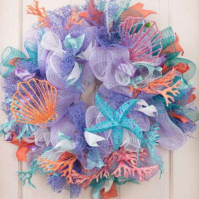 6.5" Glitter Shell Ornament: Coral