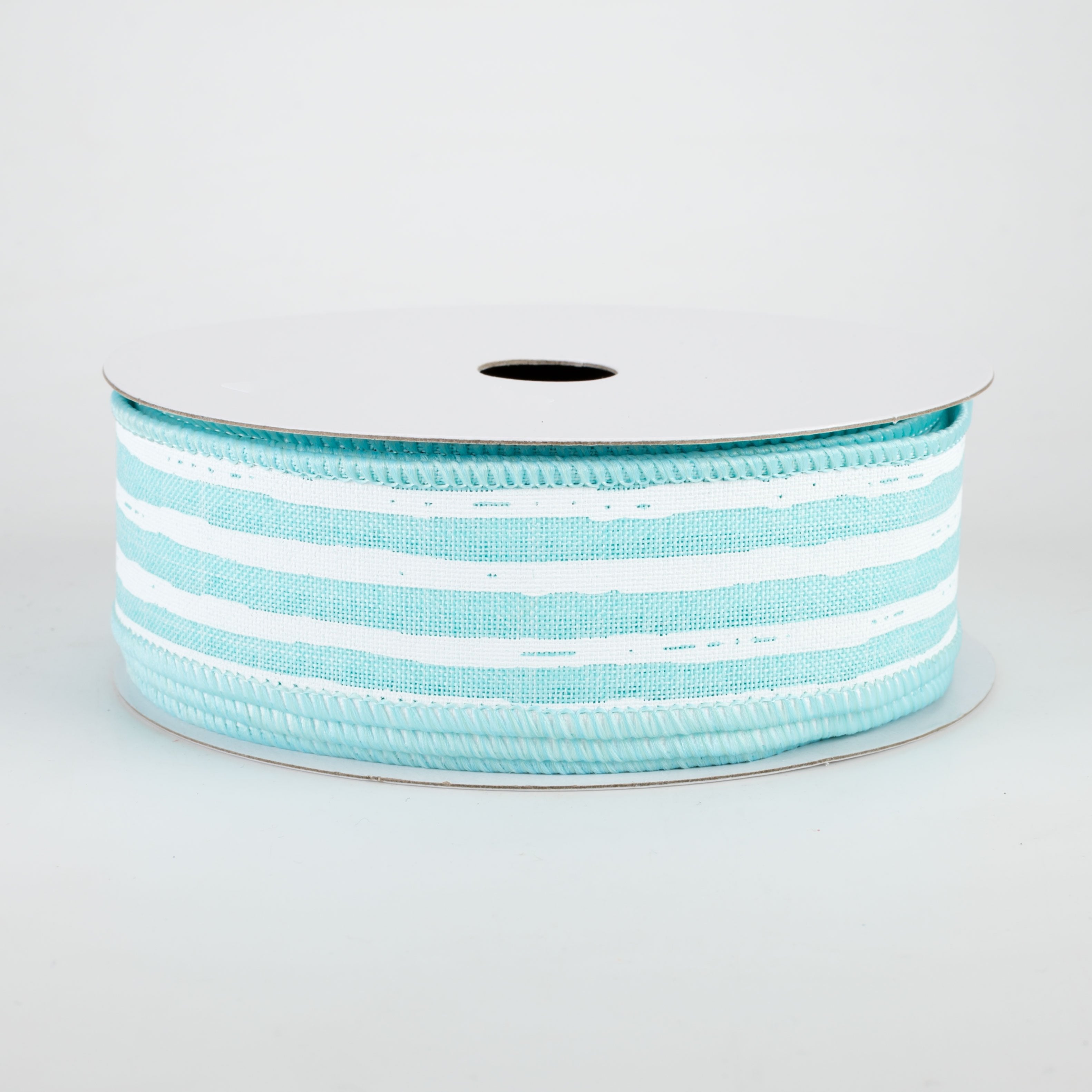 1.5" Irregular Stripes Ribbon: Ice Blue & White (10 Yards)