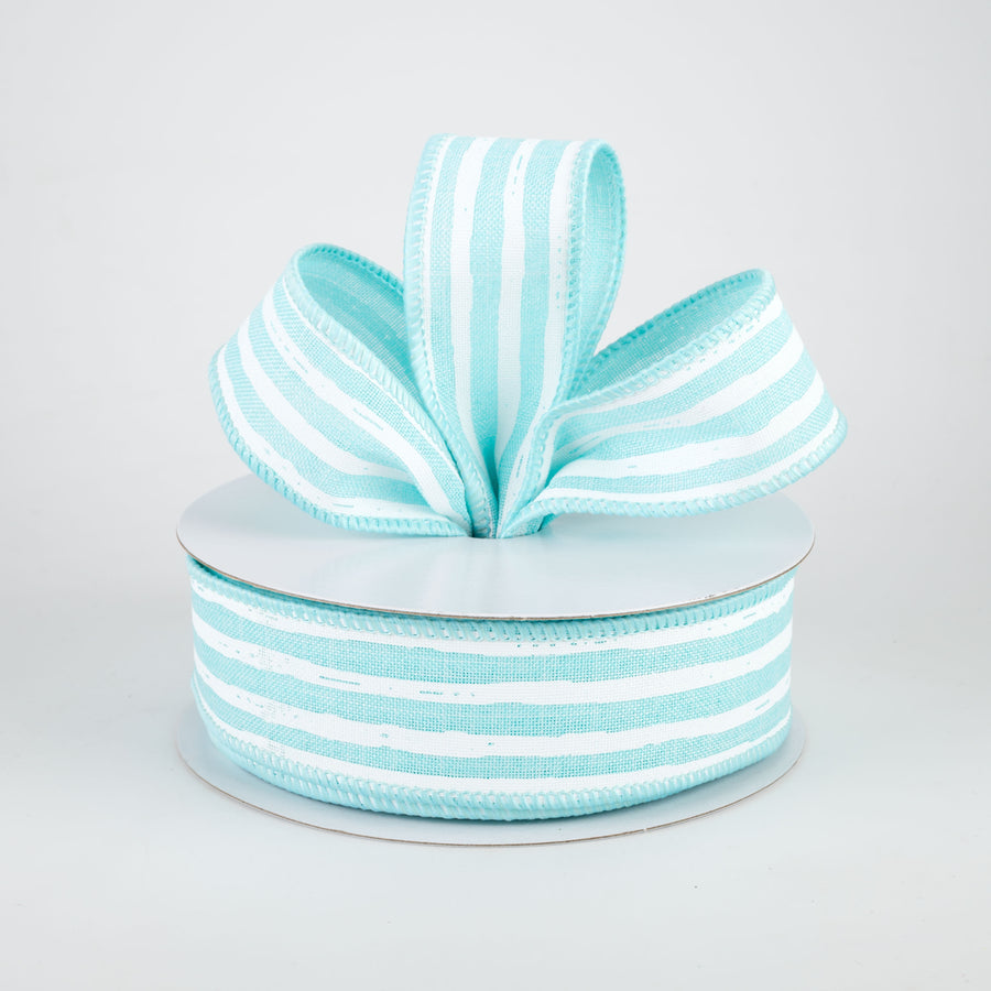 1.5" Irregular Stripes Ribbon: Ice Blue & White (10 Yards)