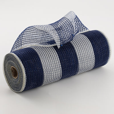 10" Wide Stripe Fabric Mesh: Navy & Cream