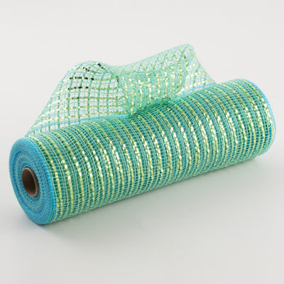 10" All Foil Thick Metallic Mesh: Aqua & Lime