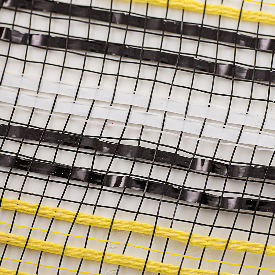 21" Fabric Bold Stripe Mesh: Yellow, Black, White