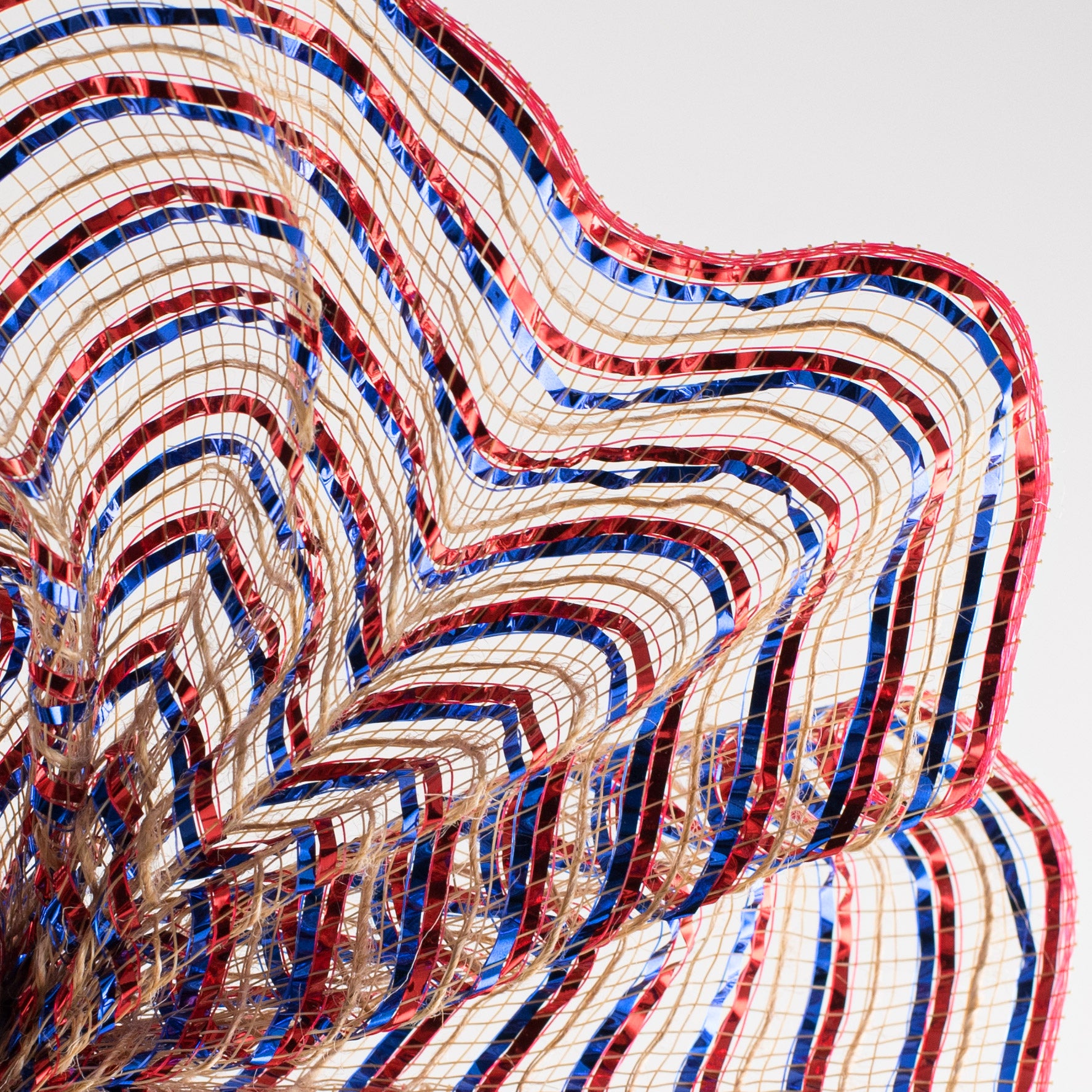 10" All Foil Thin Stripes Mesh: Red, Natural, Blue