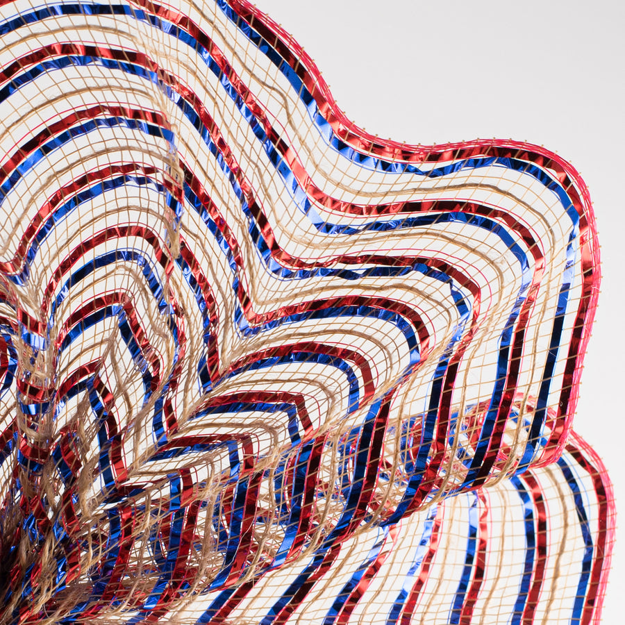 10" All Foil Thin Stripes Mesh: Red, Natural, Blue