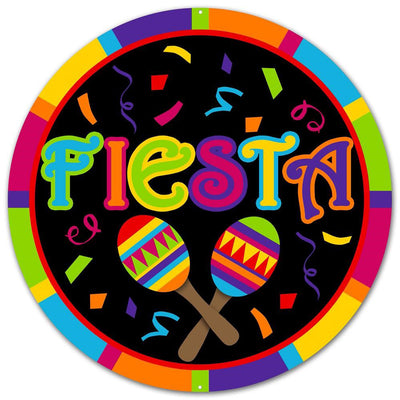 12" Round Metal Sign: Fiesta