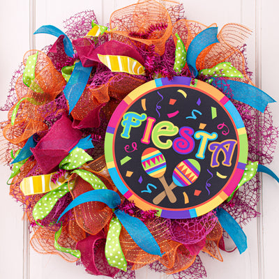 12" Round Metal Sign: Fiesta
