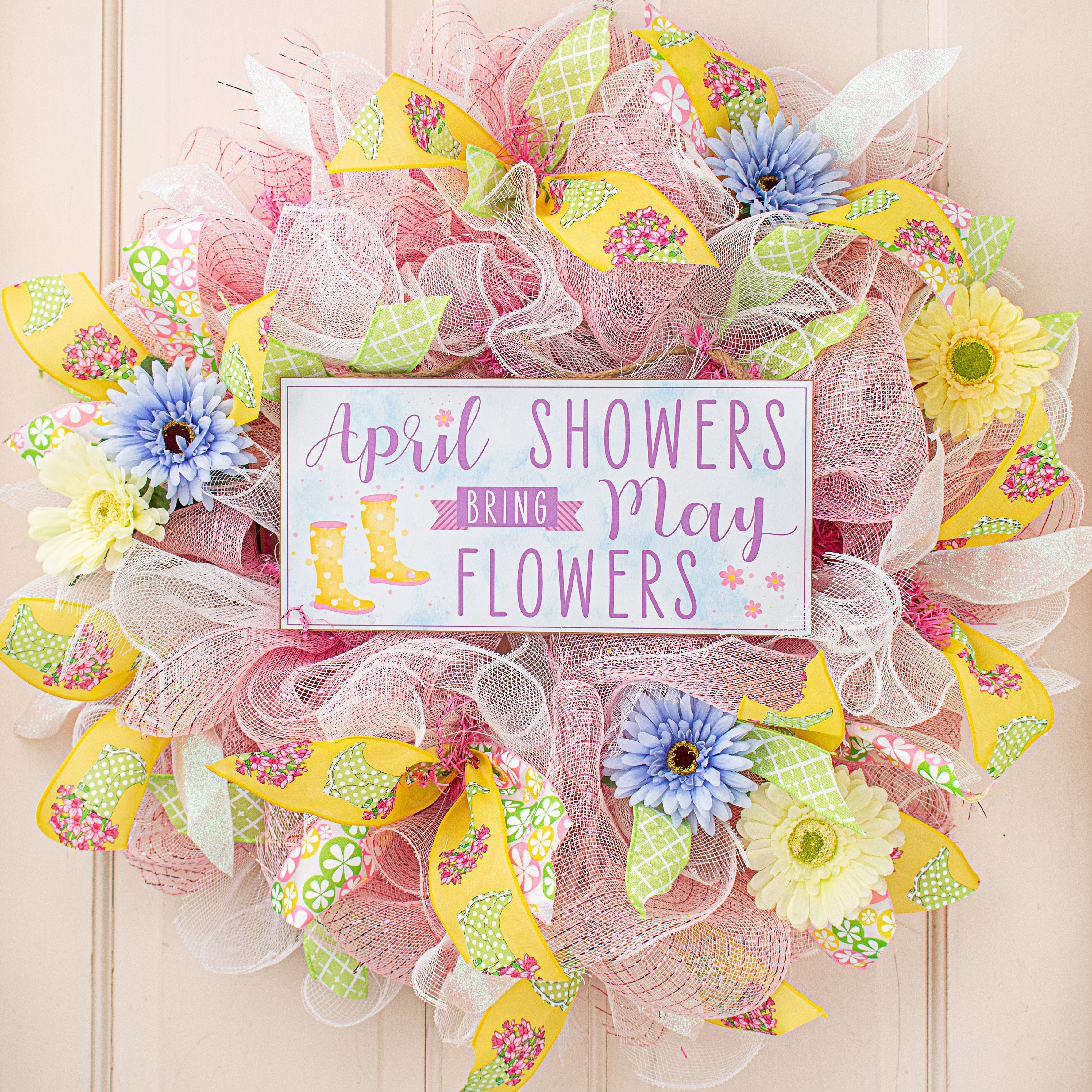 12" Wooden Sign: April Showers May Flowers