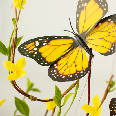 26" Butterfly Twig Spray: Yellow